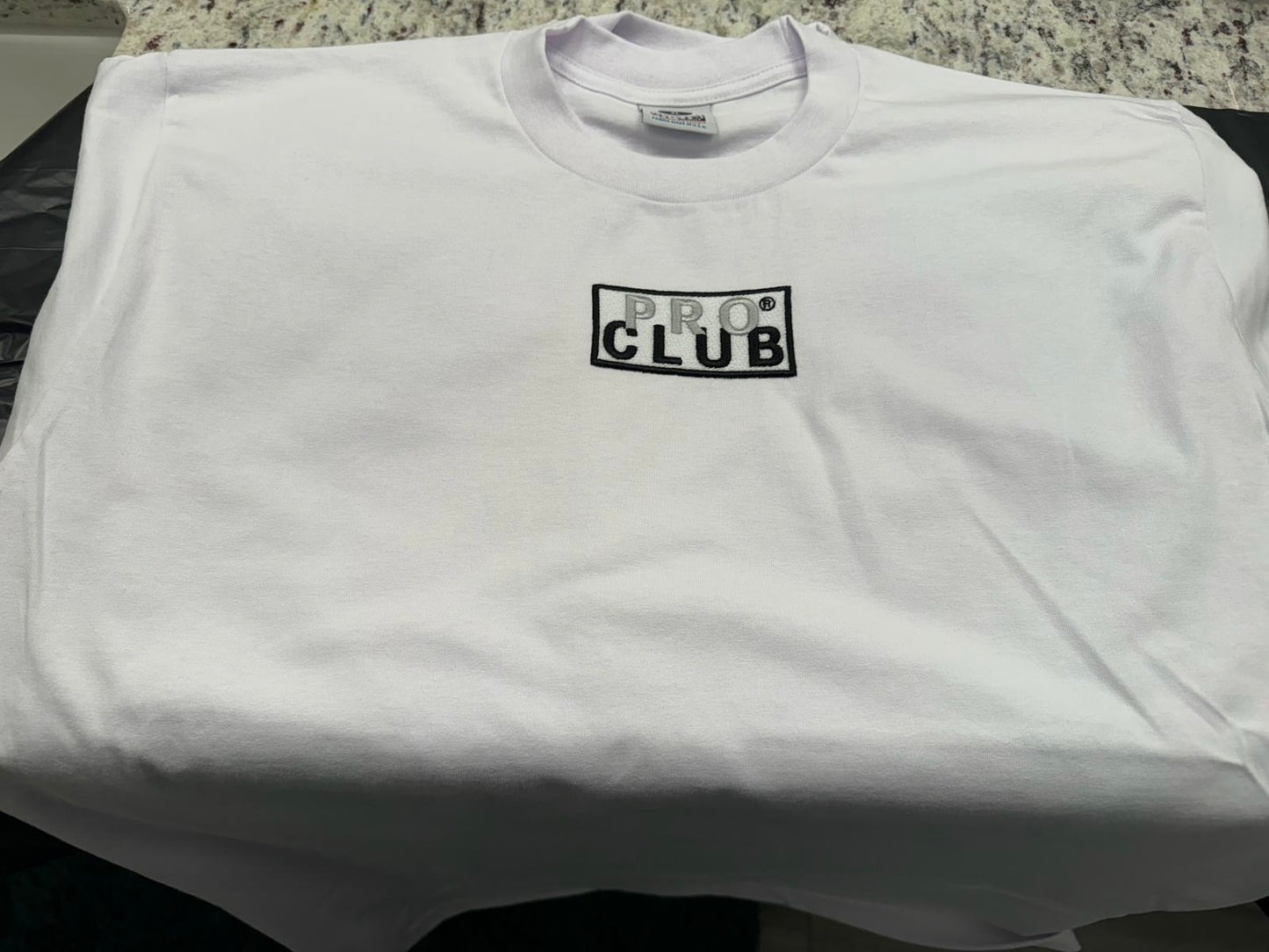 Pro club mens embroidery heavyweight box logo t shirt