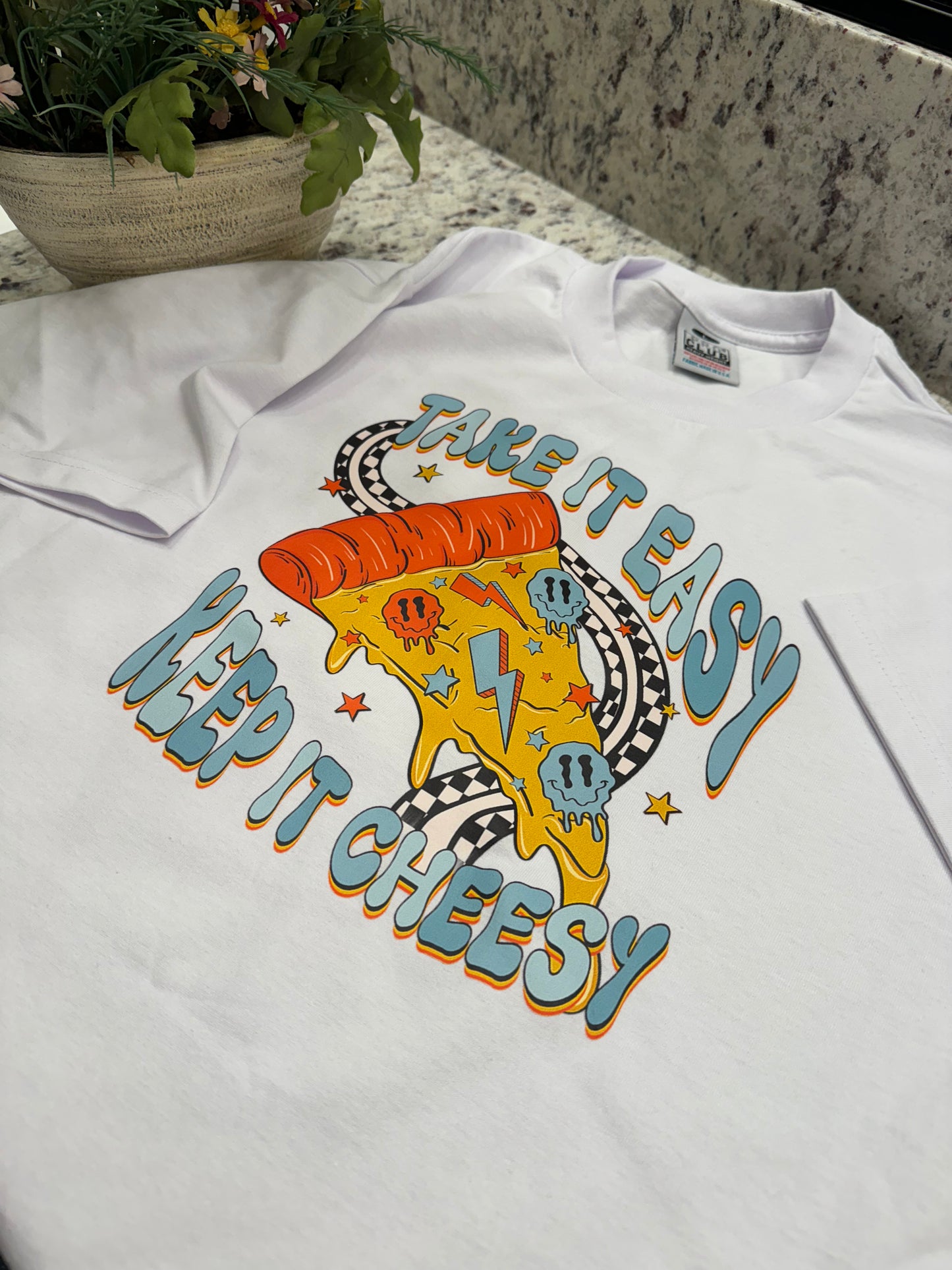 Take it Easy Keep It Cheesy printed T- Shirt