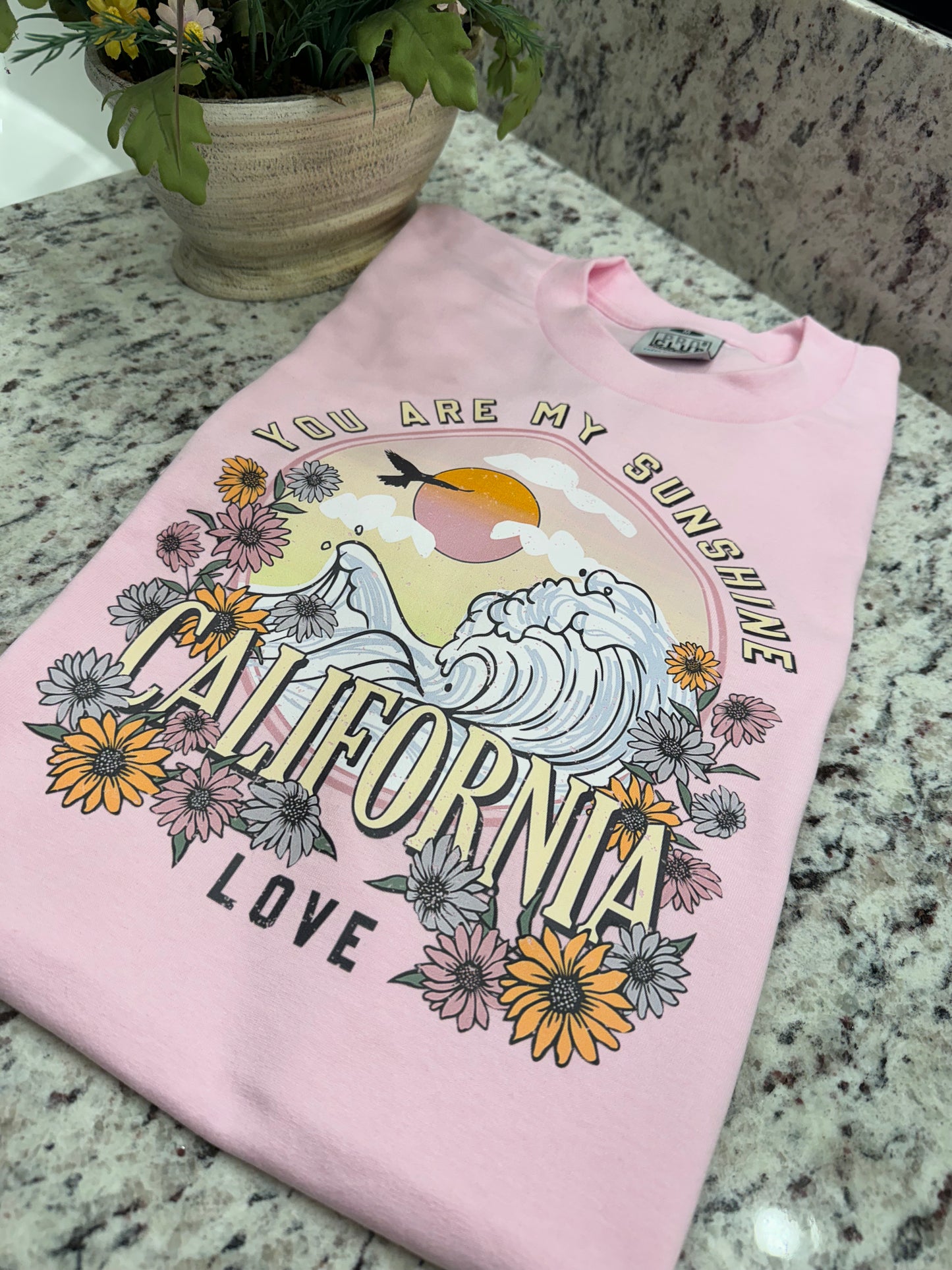 California you are my sunshine heavyweight printed pro club t shirt