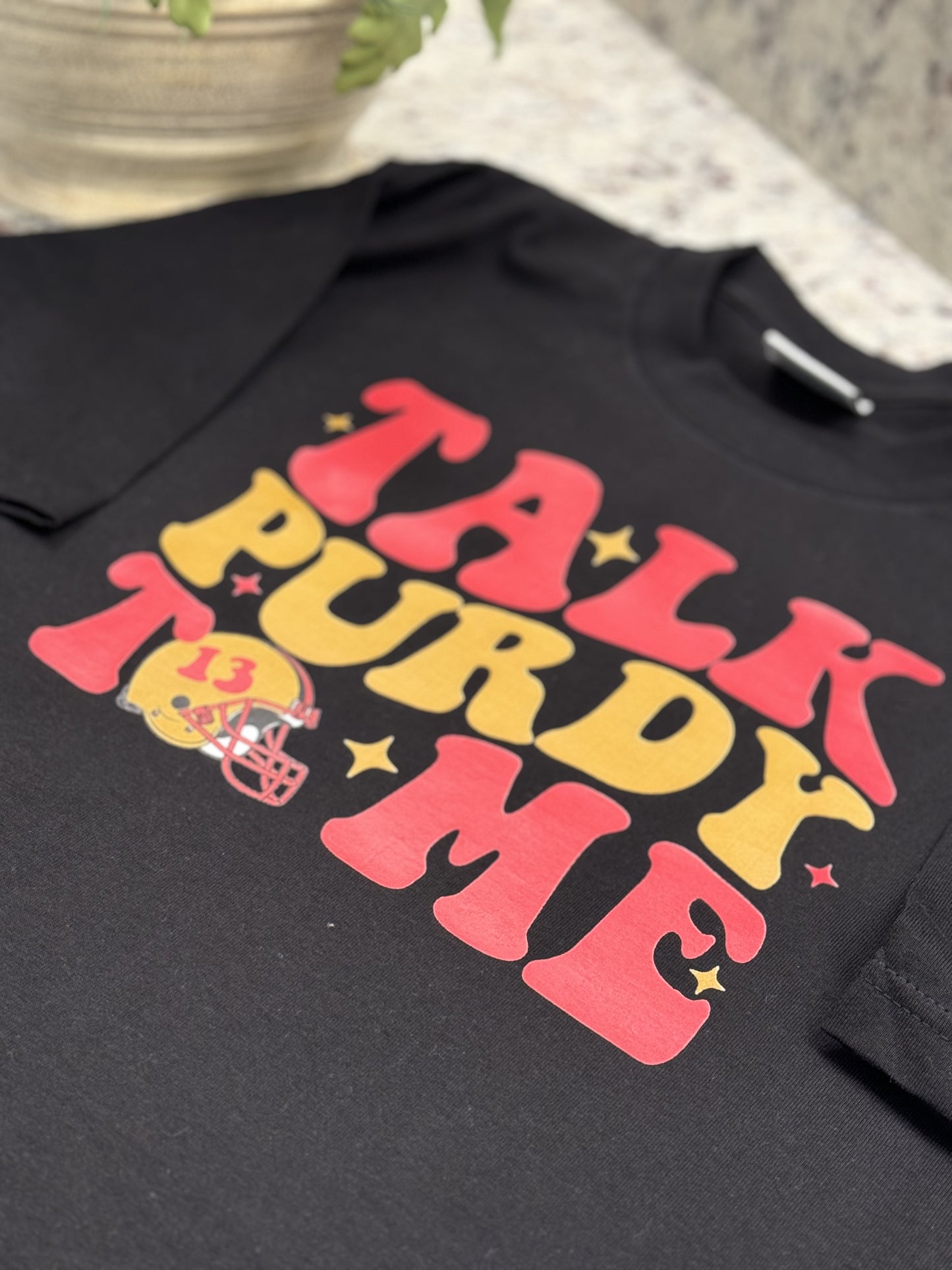 Talk Purdy to me heavyweight pro club T shirt printed crew neck
