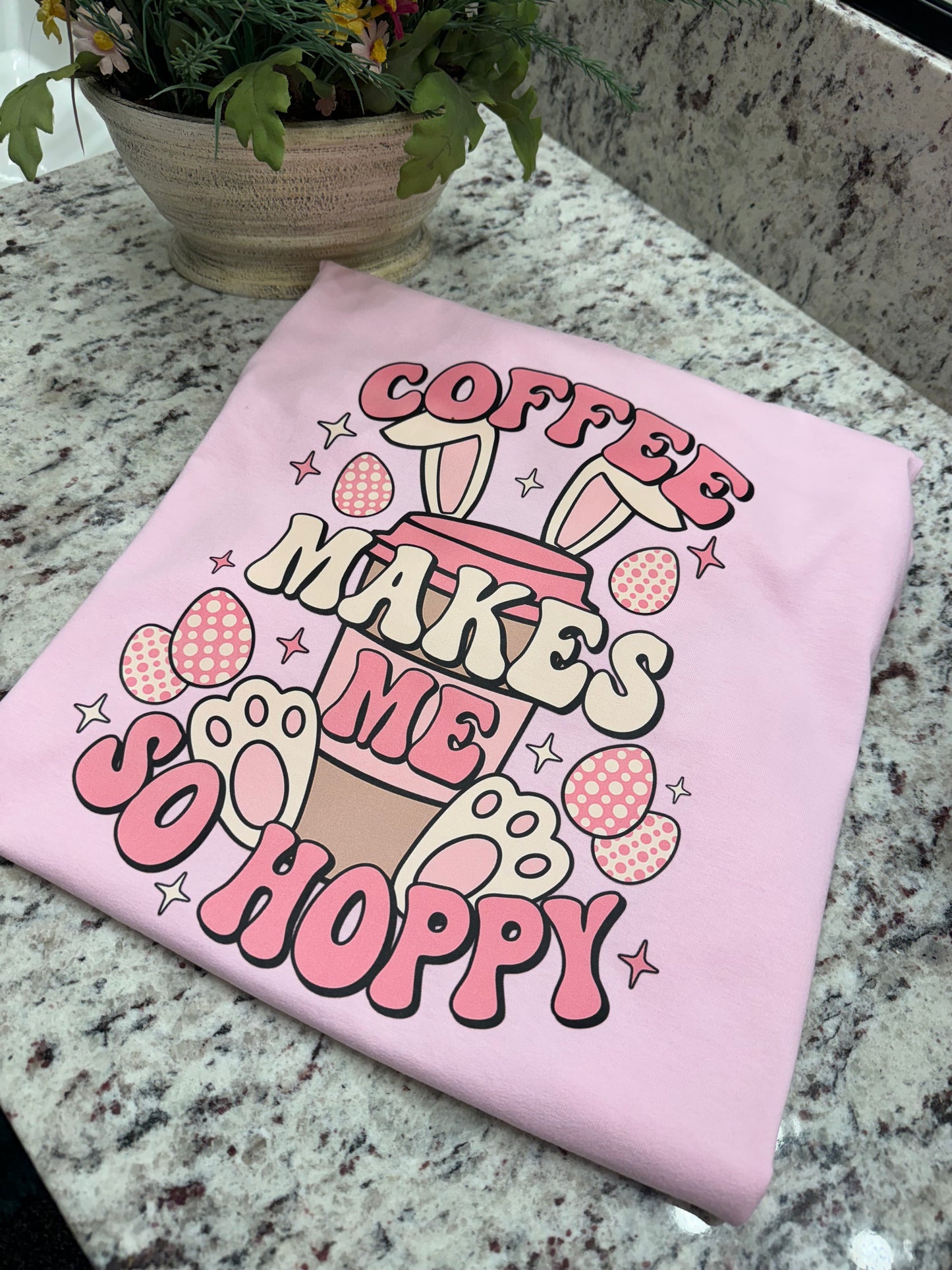 Coffee make me so hoppy heavy weight t shirt Easter design