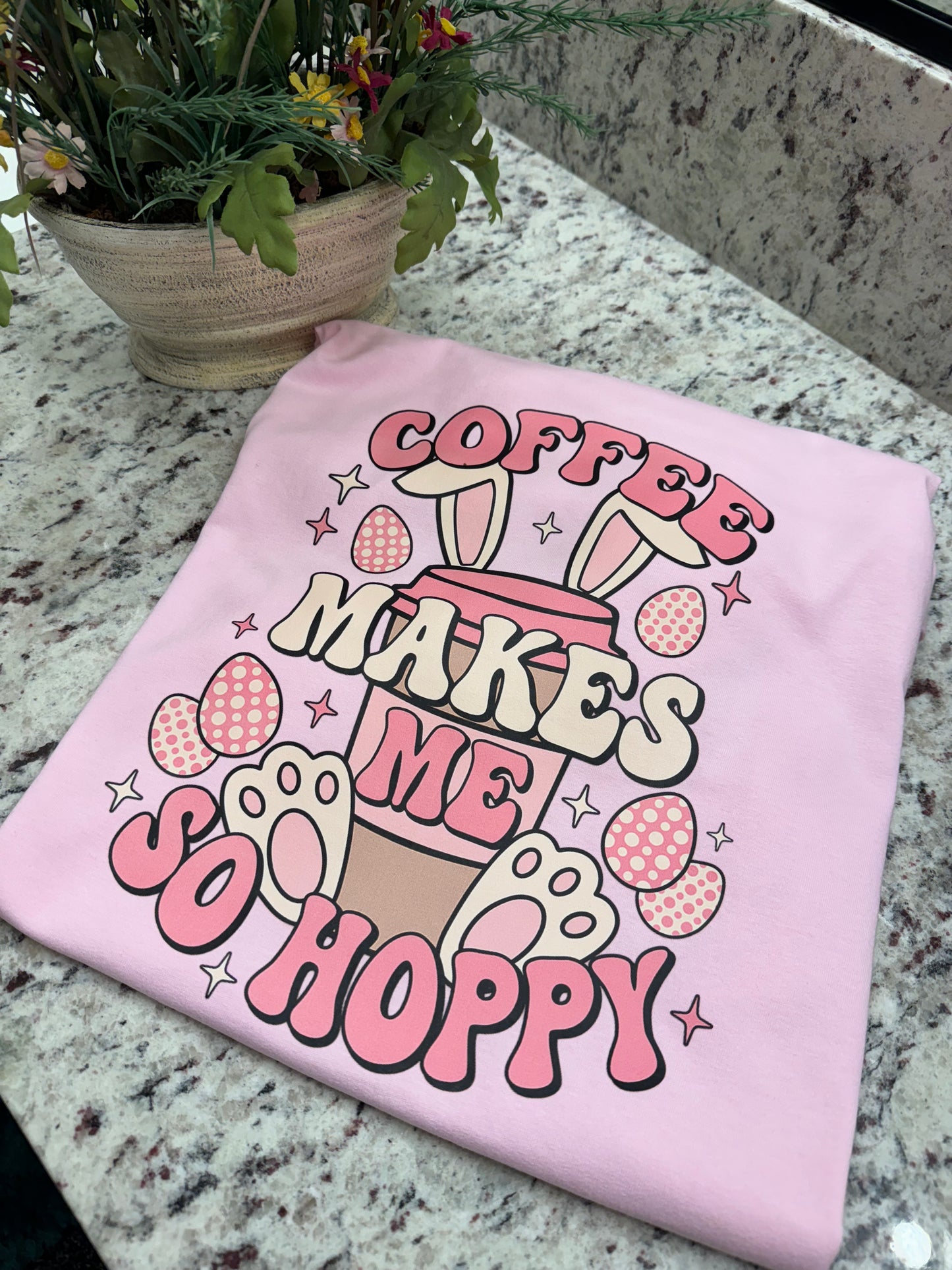 Coffee make me so hoppy heavy weight t shirt Easter design