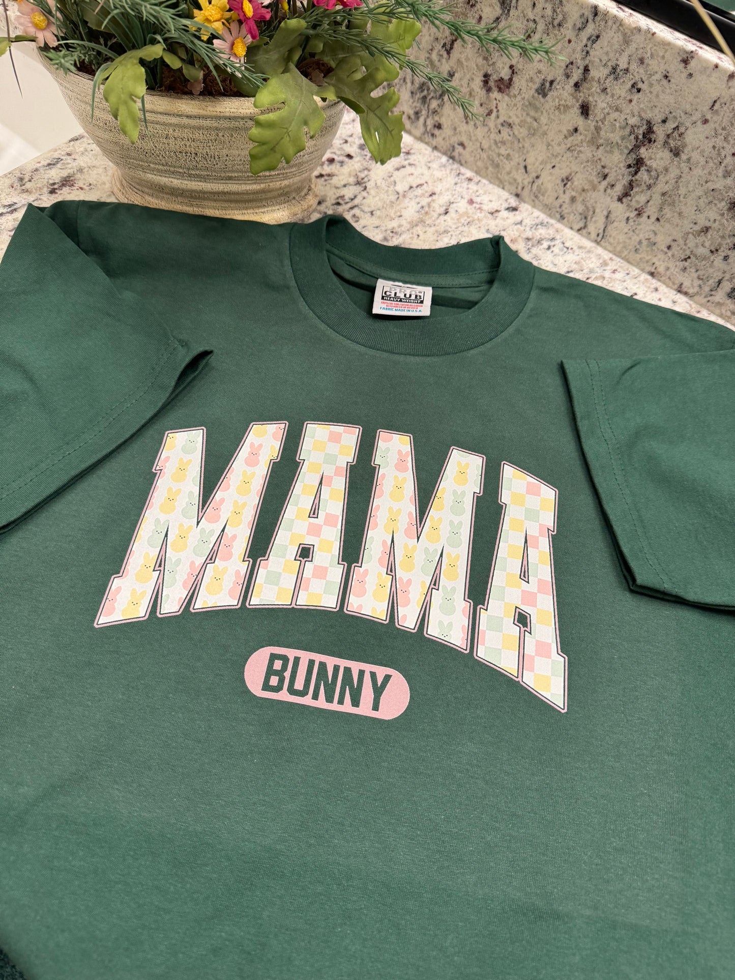 Mama bunny pro club heavy weight printed t shirt easter design