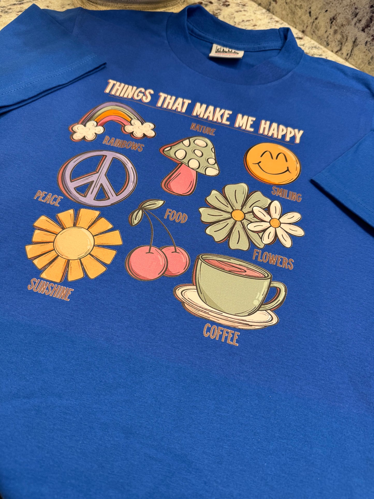 Things that make me happy pro club heavy weight printed t shirt casual