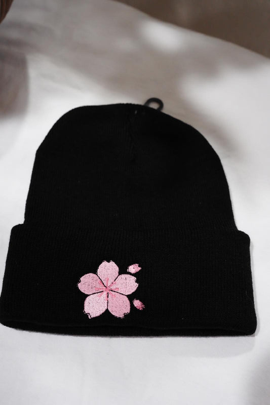 glow in the dark flower embroidered beanie