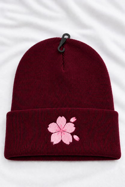 glow in the dark flower embroidered beanie