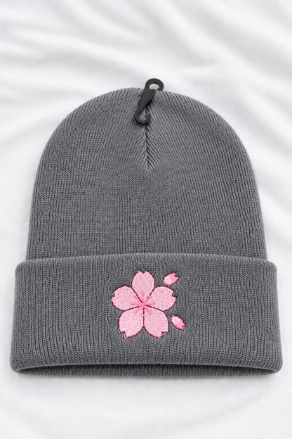 glow in the dark flower embroidered beanie