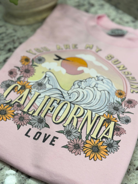 California you are my sunshine heavyweight printed pro club t shirt