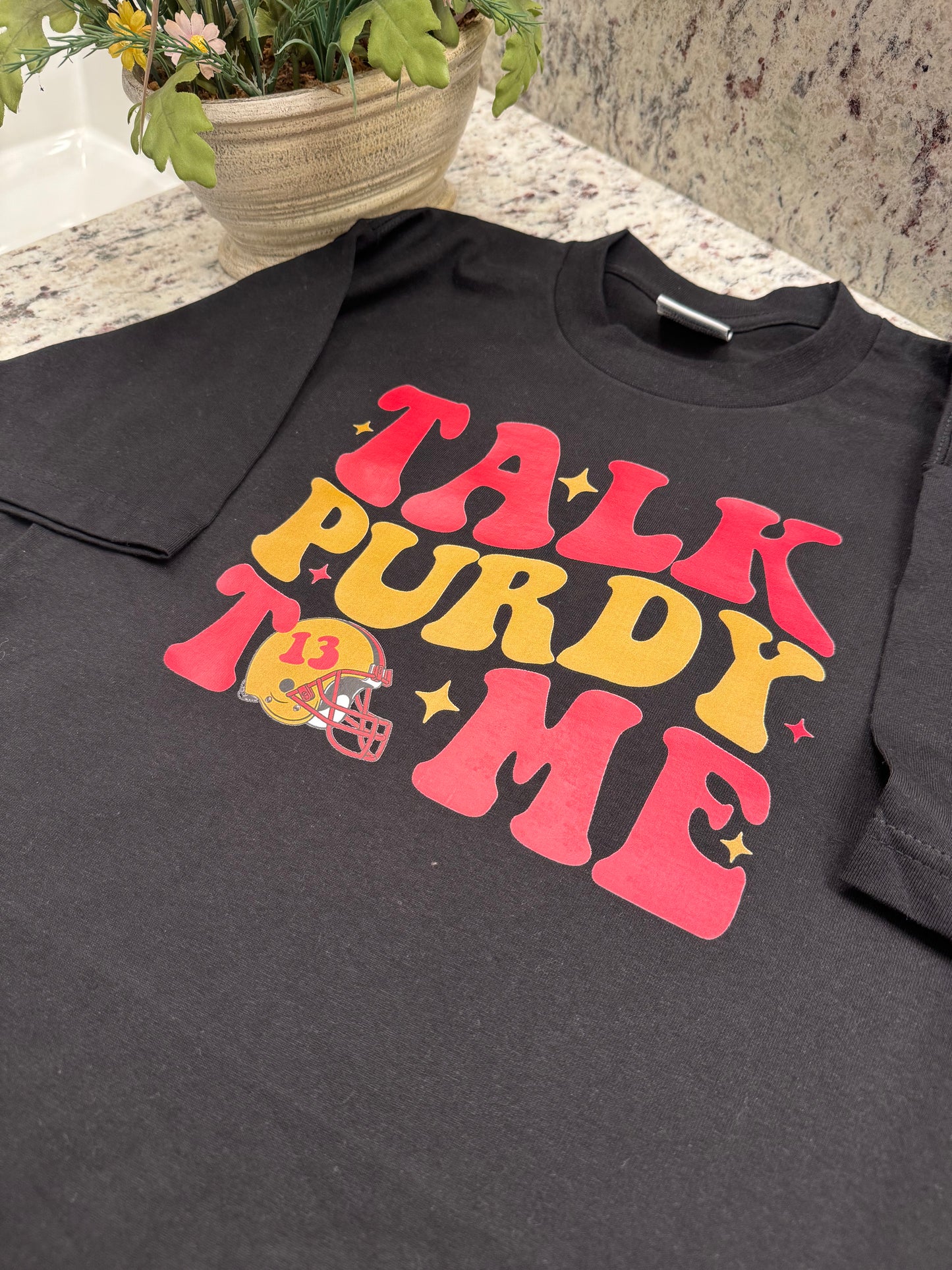 Talk Purdy to me heavyweight pro club T shirt printed crew neck