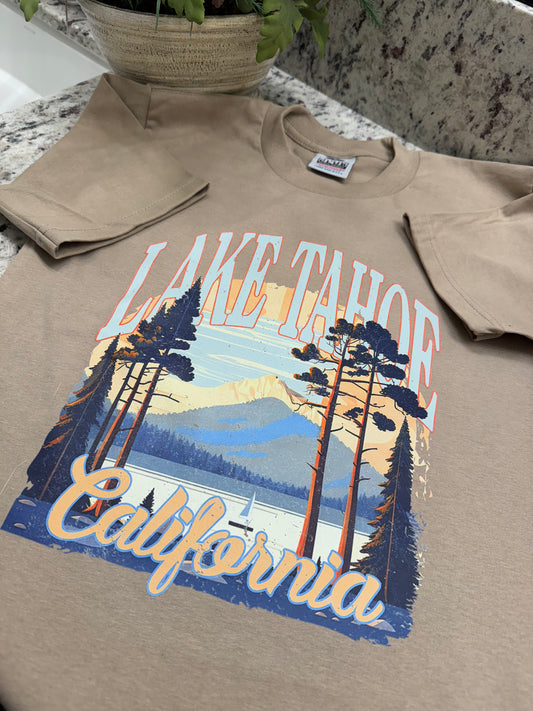 Lake Tahoe California pro club heavyweight printed t shirt