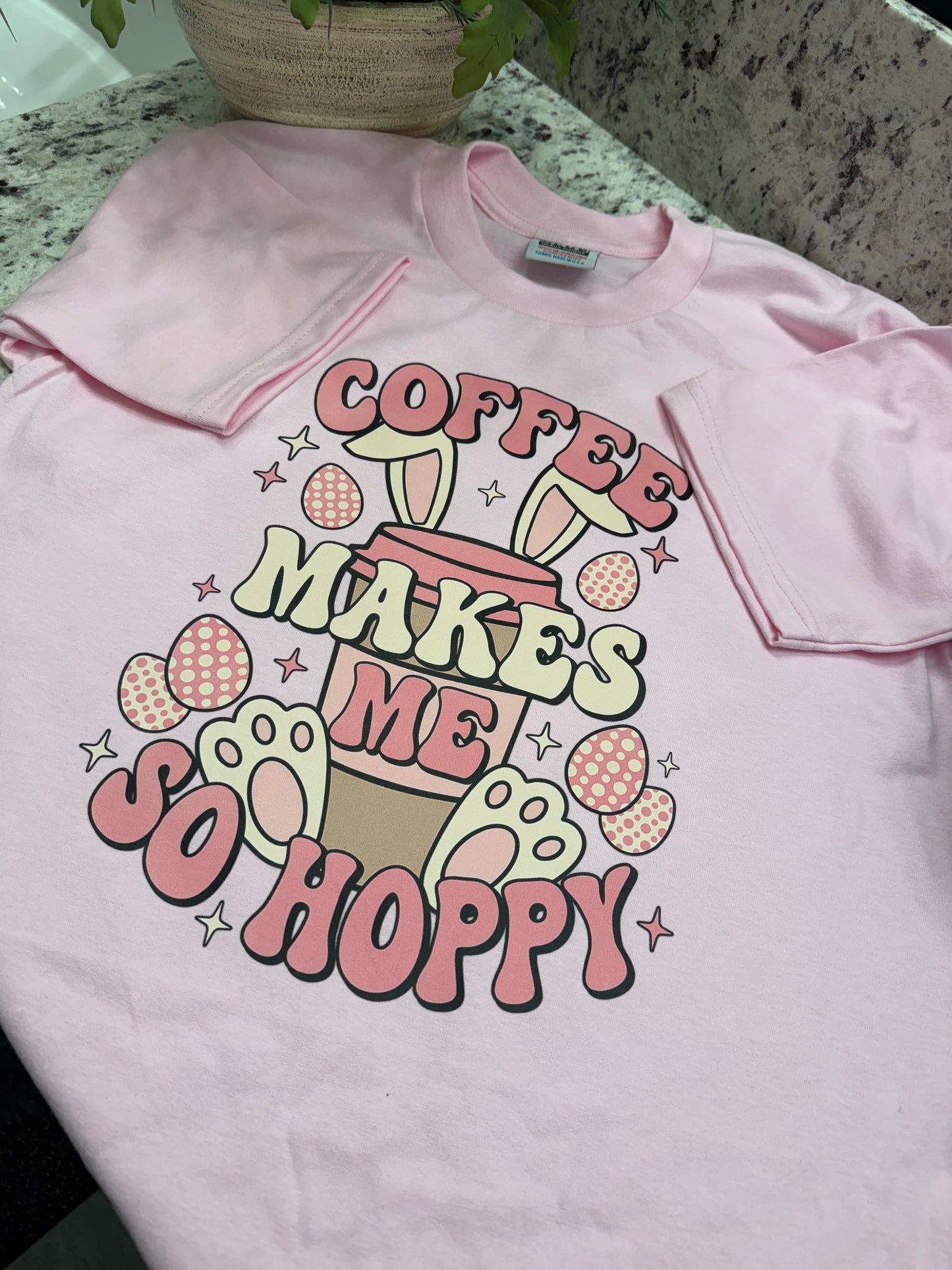 Coffee make me so hoppy heavy weight t shirt Easter design