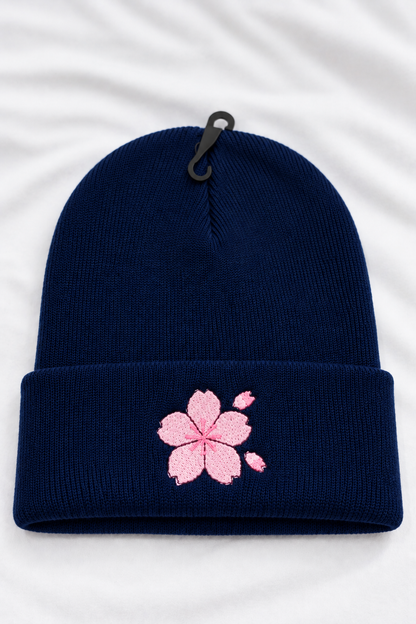 glow in the dark flower embroidered beanie