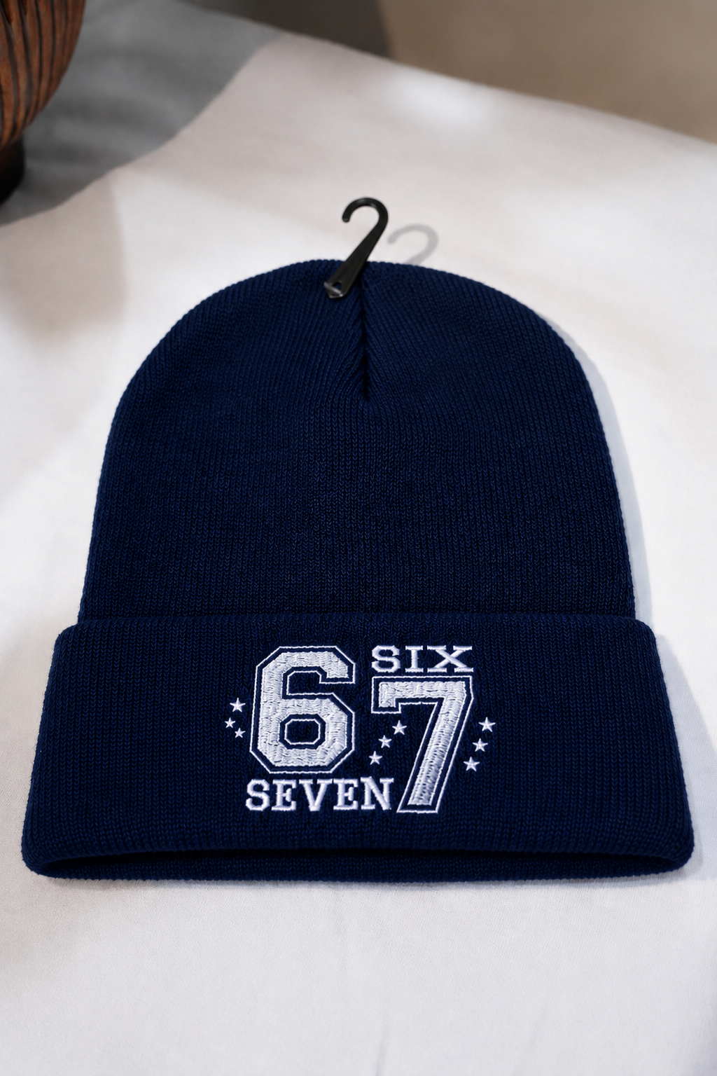 67 Beanie Hat Six Seven Embroidered Cuffed Knit Cap | Funny Gen Alpha Slang Viral Meme Winter Skull Cap Streetwear Unisex