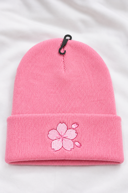 glow in the dark flower embroidered beanie