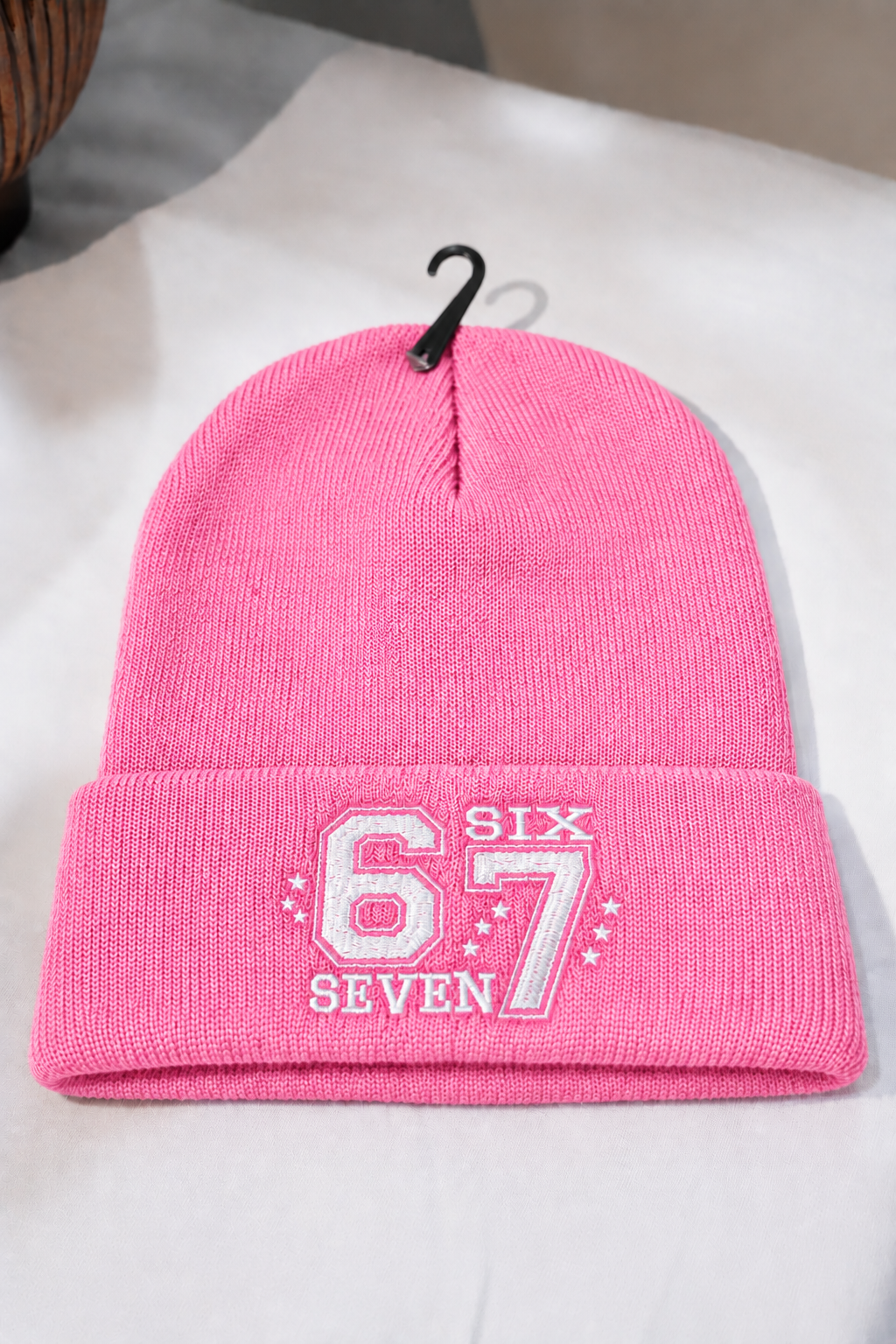 67 Beanie Hat Six Seven Embroidered Cuffed Knit Cap | Funny Gen Alpha Slang Viral Meme Winter Skull Cap Streetwear Unisex
