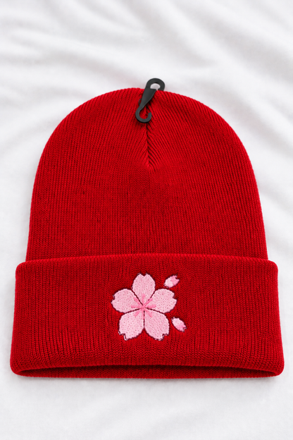 glow in the dark flower embroidered beanie
