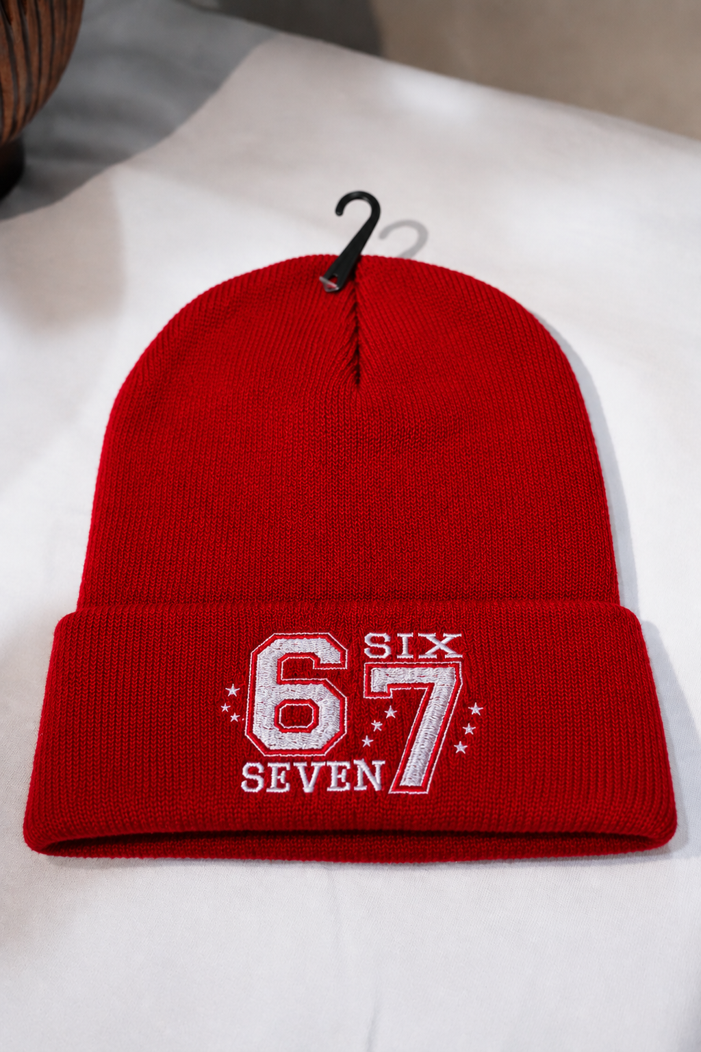 67 Beanie Hat Six Seven Embroidered Cuffed Knit Cap | Funny Gen Alpha Slang Viral Meme Winter Skull Cap Streetwear Unisex