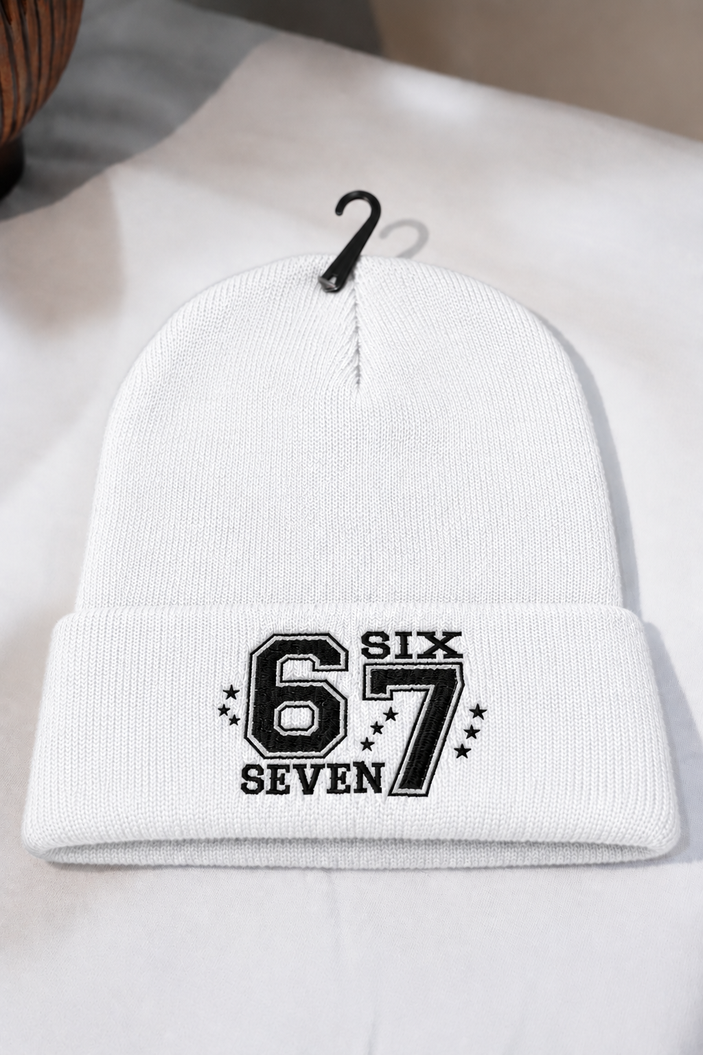 67 Beanie Hat Six Seven Embroidered Cuffed Knit Cap | Funny Gen Alpha Slang Viral Meme Winter Skull Cap Streetwear Unisex