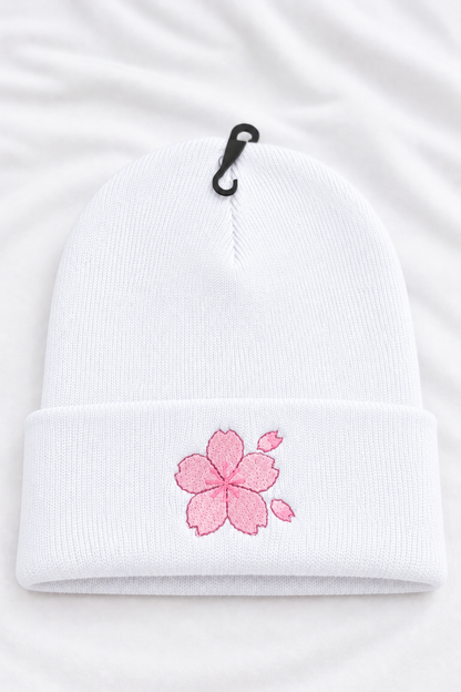 glow in the dark flower embroidered beanie