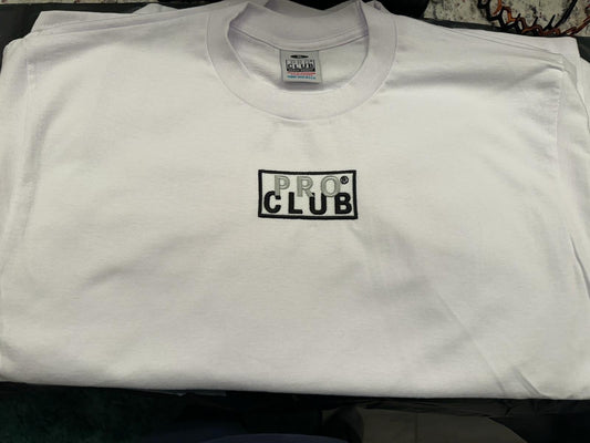 Pro club mens embroidery heavyweight box logo t shirt